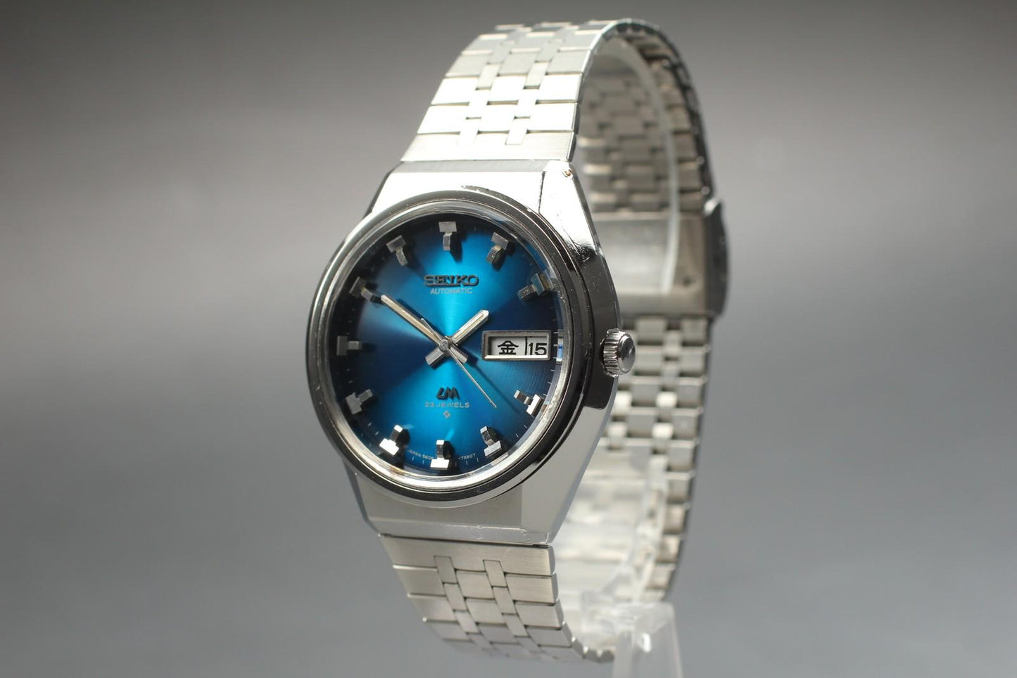 Serviced 1974 [Near MINT] SEIKO Lardmatic 5606-7320 Blue Kanji 36mm Men's Watch