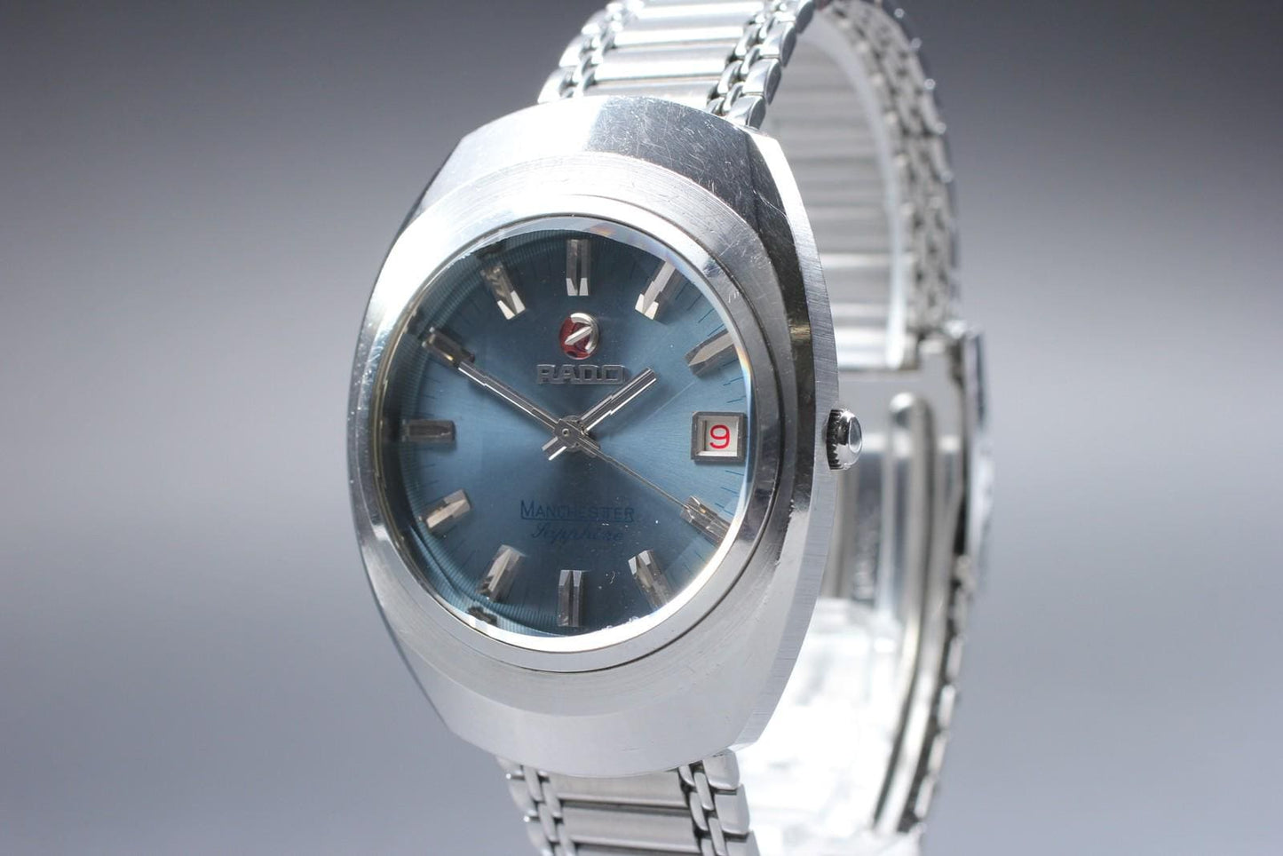 1970's Near MINT RADO Manchester Cal. 2793 Date Blue 25J Auto 35mm Men's Watch