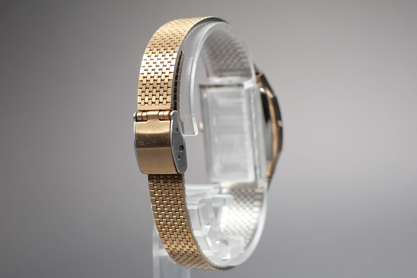 Near MINT Buren BU-9001L 5P Diamond Gold Tank Quartz 22mm Ladies Watch JAPAN