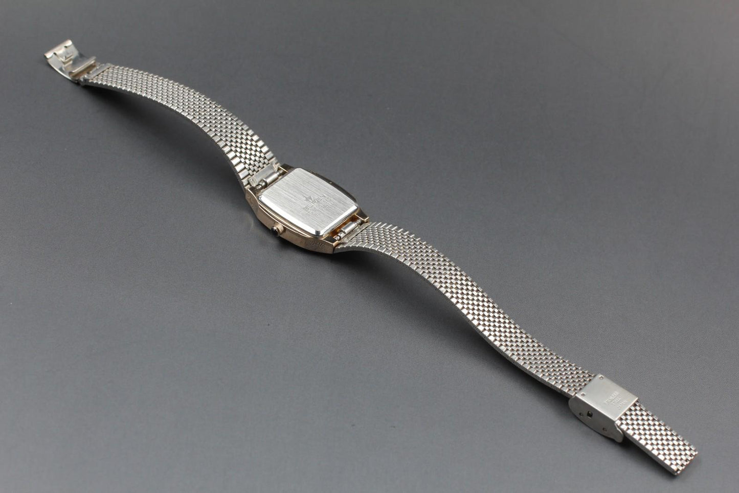 Near MINT Buren BU-9001L 5P Diamond Gold Tank Quartz 22mm Ladies Watch JAPAN