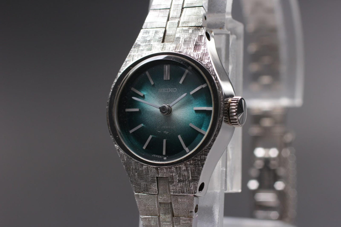 Vintage 1973 [NOS w/ Tag] SEIKO Bracelet 11-0730 Green Manual Ladies Watch JAPAN