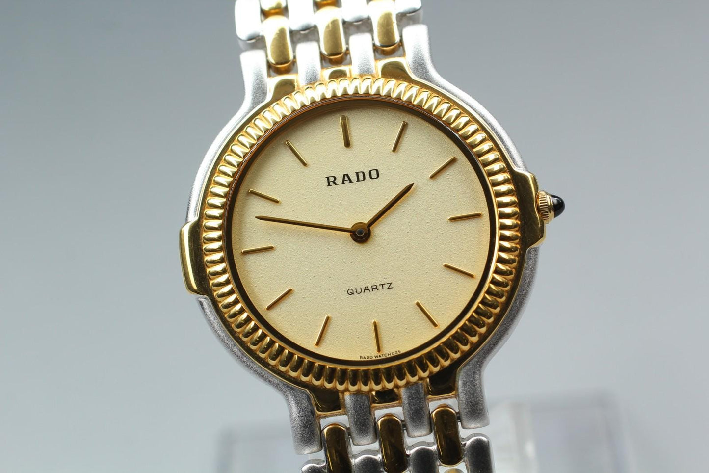 Near MINT RADO 121.9596.2 Gold Fluted Bezele Two-Tone Qz 33mm Men's Watch JAPAN