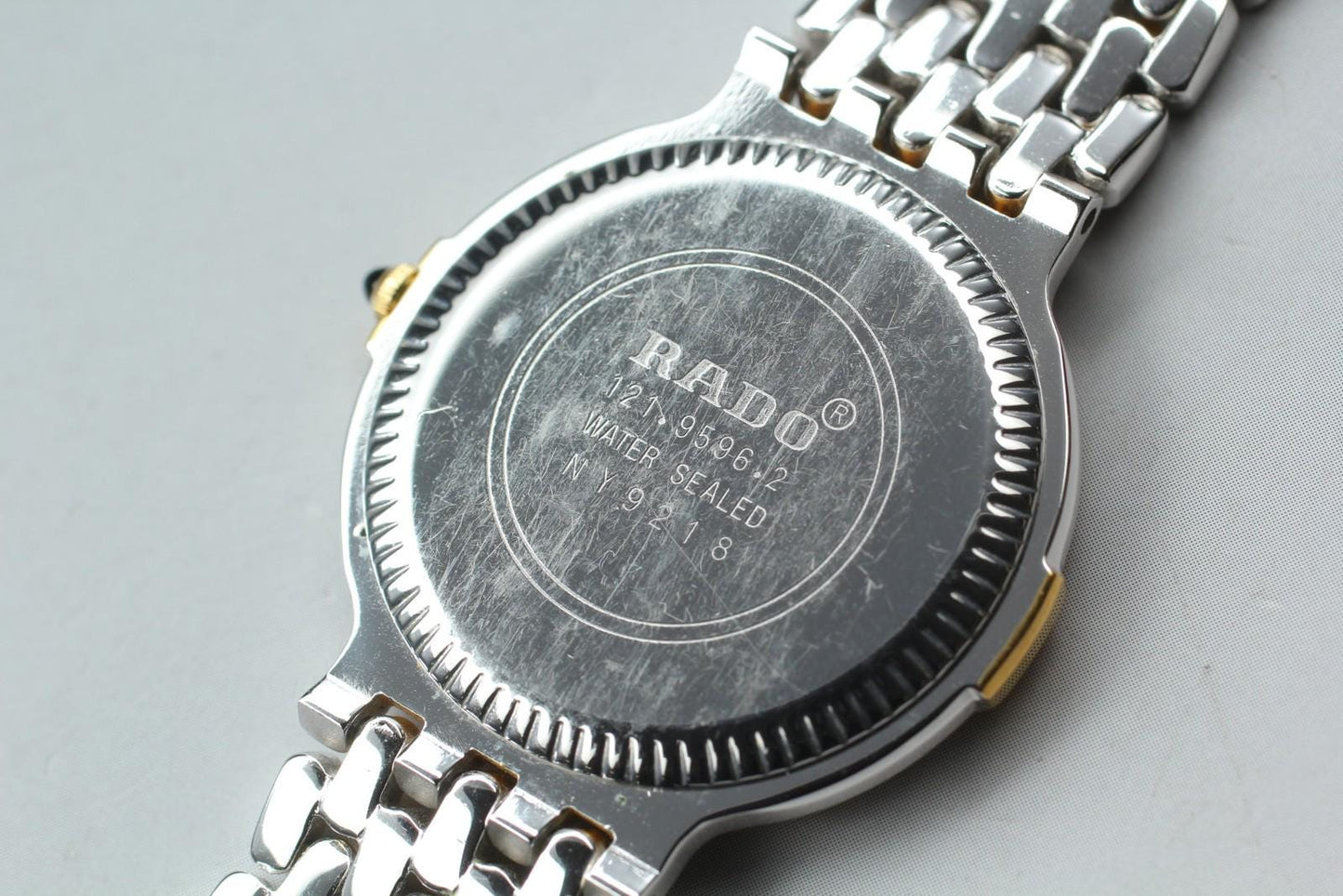 Near MINT RADO 121.9596.2 Gold Fluted Bezele Two-Tone Qz 33mm Men's Watch JAPAN