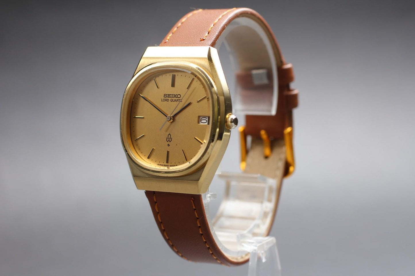 Vintage 1979 [Exc+5] Seiko Lord Quartz 8242-5000 Gold Men’s Watch From JAPAN