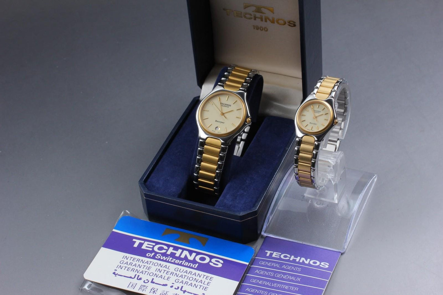 Near MINT w/ Box Paper Technos Berryear Two-tone Pair Watch 160030.31 260030.54