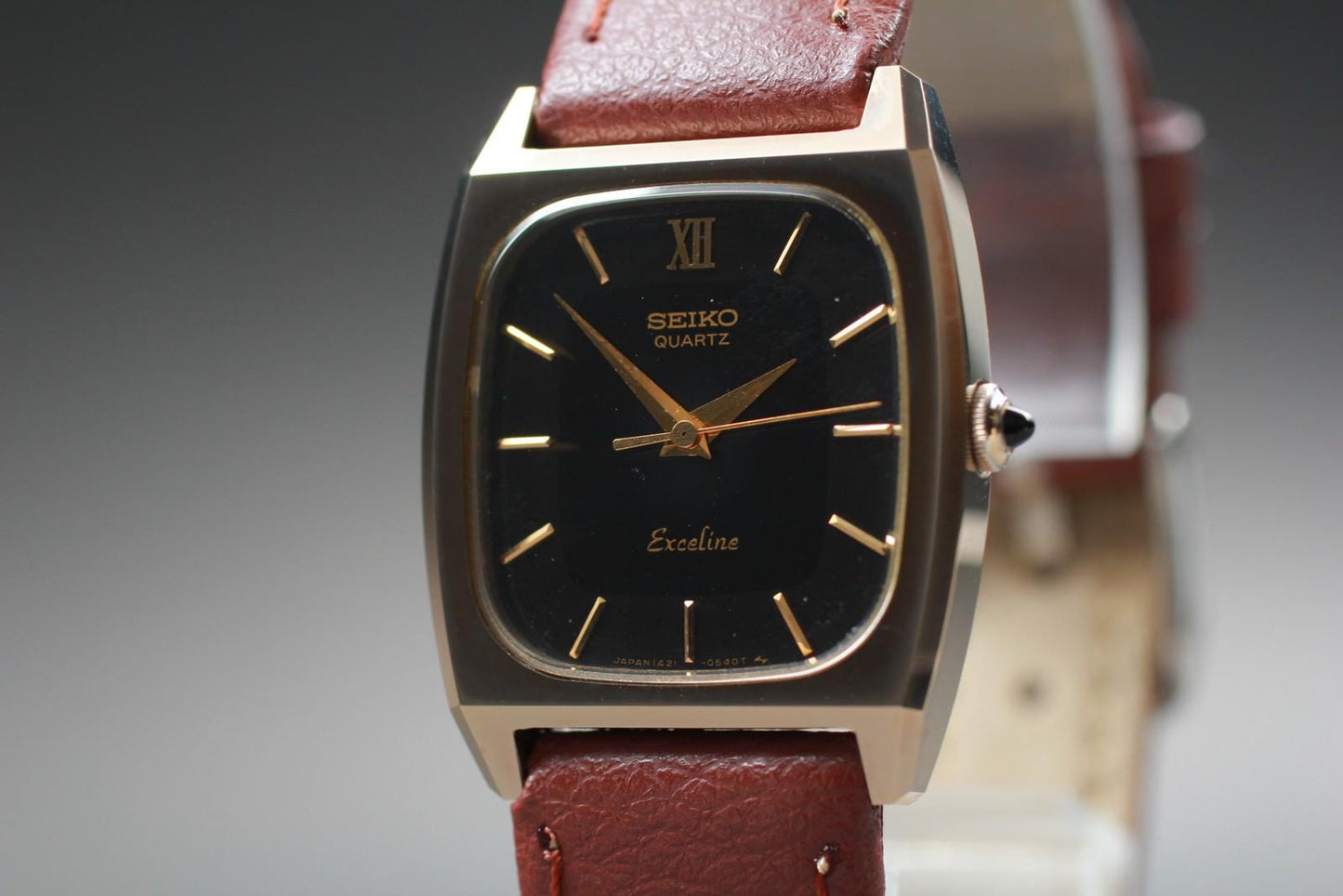 Vintage 1981 Near MINT Seiko Exceline 1421-5300 Black Quartz Ladies Watch JAPAN