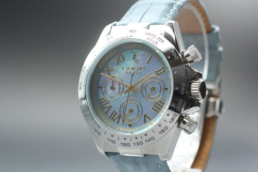 Near Mint Cogu World Limitation Chrono Quartz 43mm Mop Dial Men's Watch JAPAN