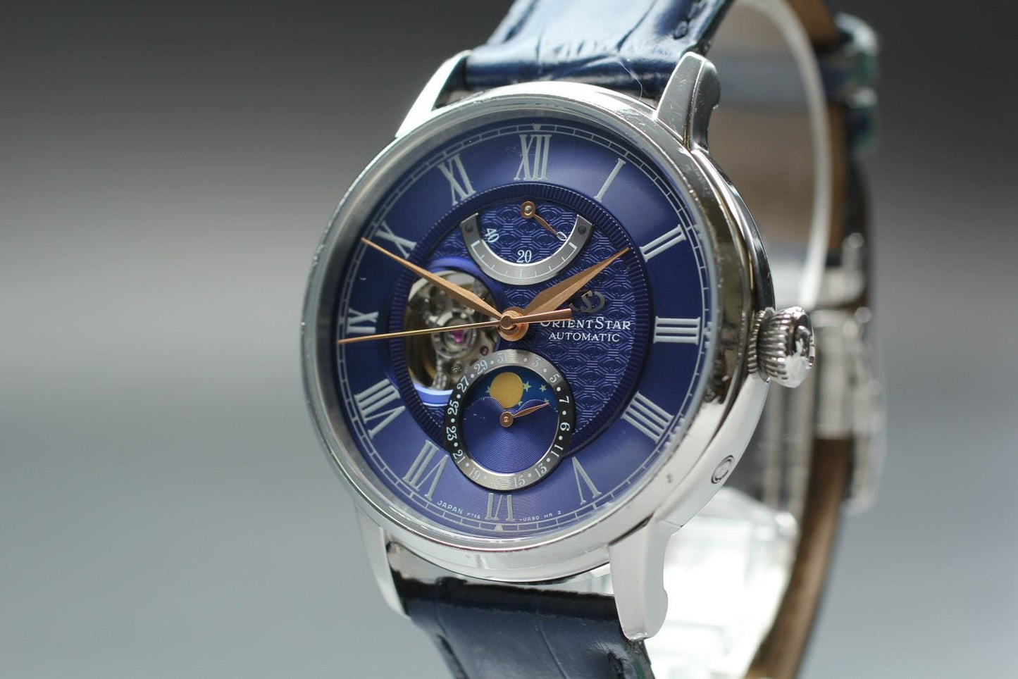 Rare [N MINT] Orient Star RK-AM0006L F7X6-UAB0 Blue Moon Phase Auto Men's Watch