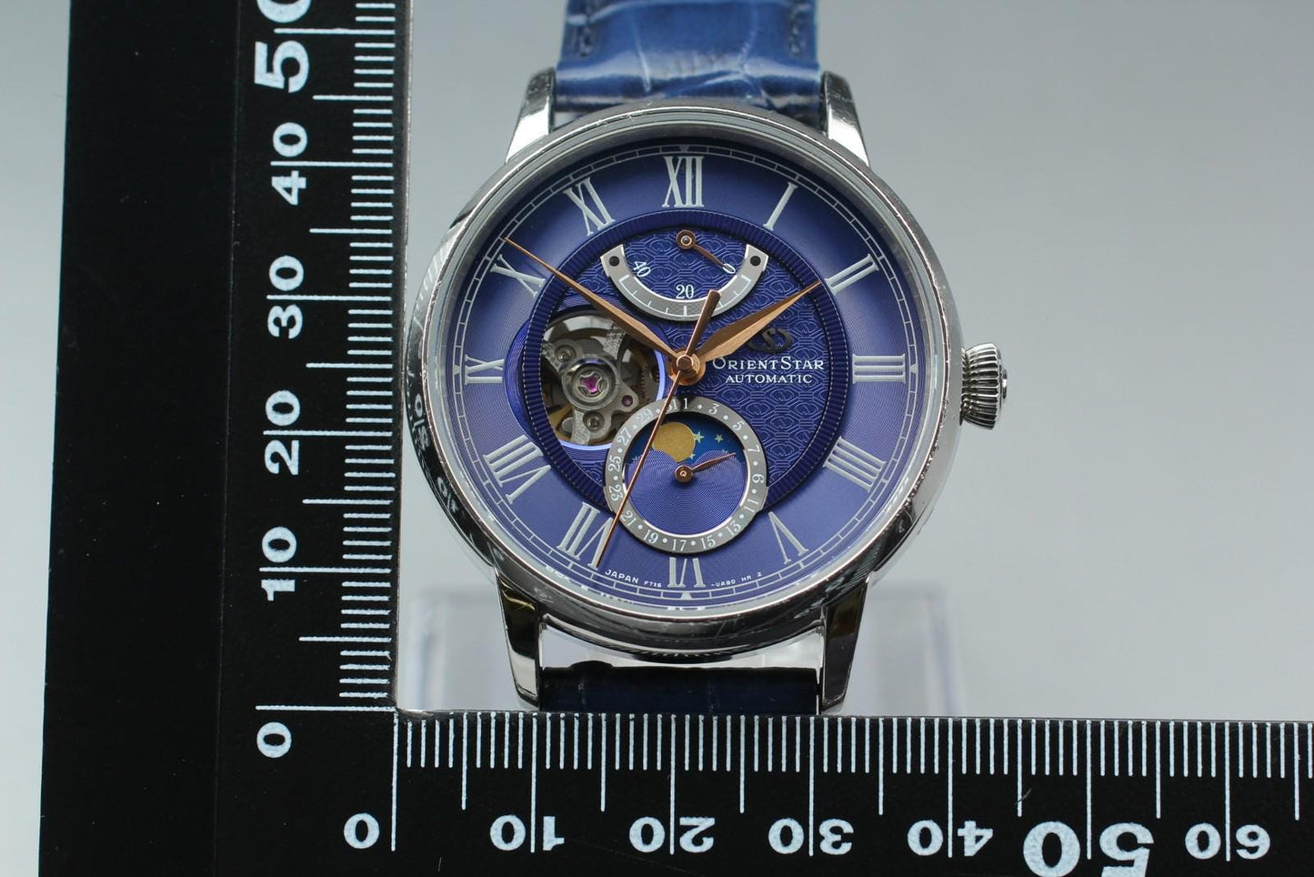 Rare [N MINT] Orient Star RK-AM0006L F7X6-UAB0 Blue Moon Phase Auto Men's Watch