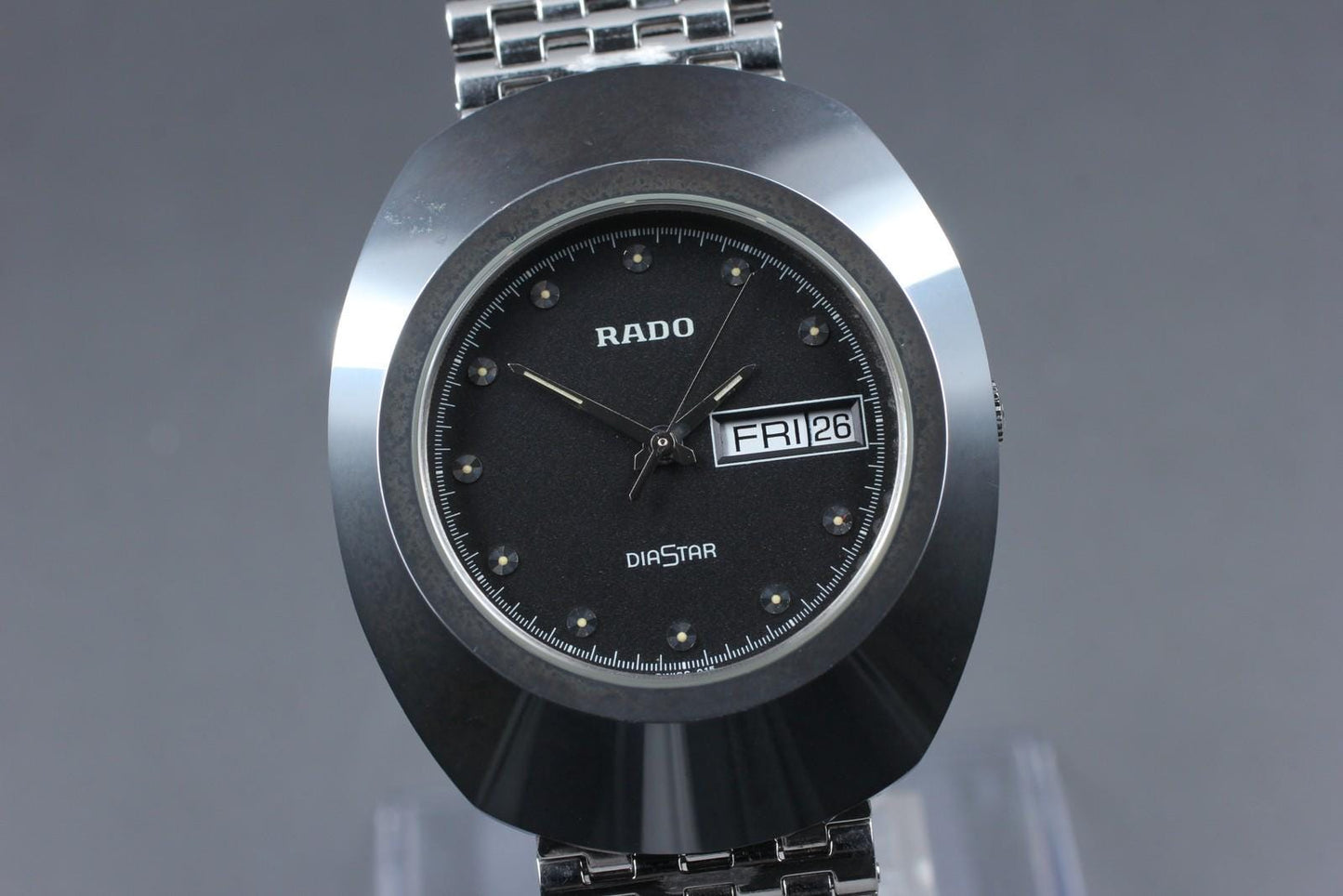 Near MINT Rado Diastar 114.0391.3 Day Date Black Dial 35mm Men's Watch JAPAN