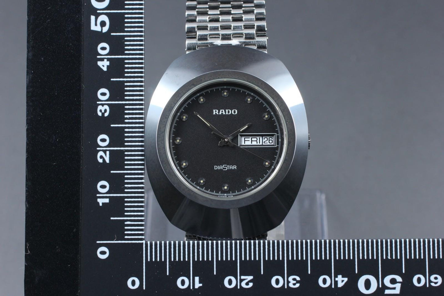 Near MINT Rado Diastar 114.0391.3 Day Date Black Dial 35mm Men's Watch JAPAN