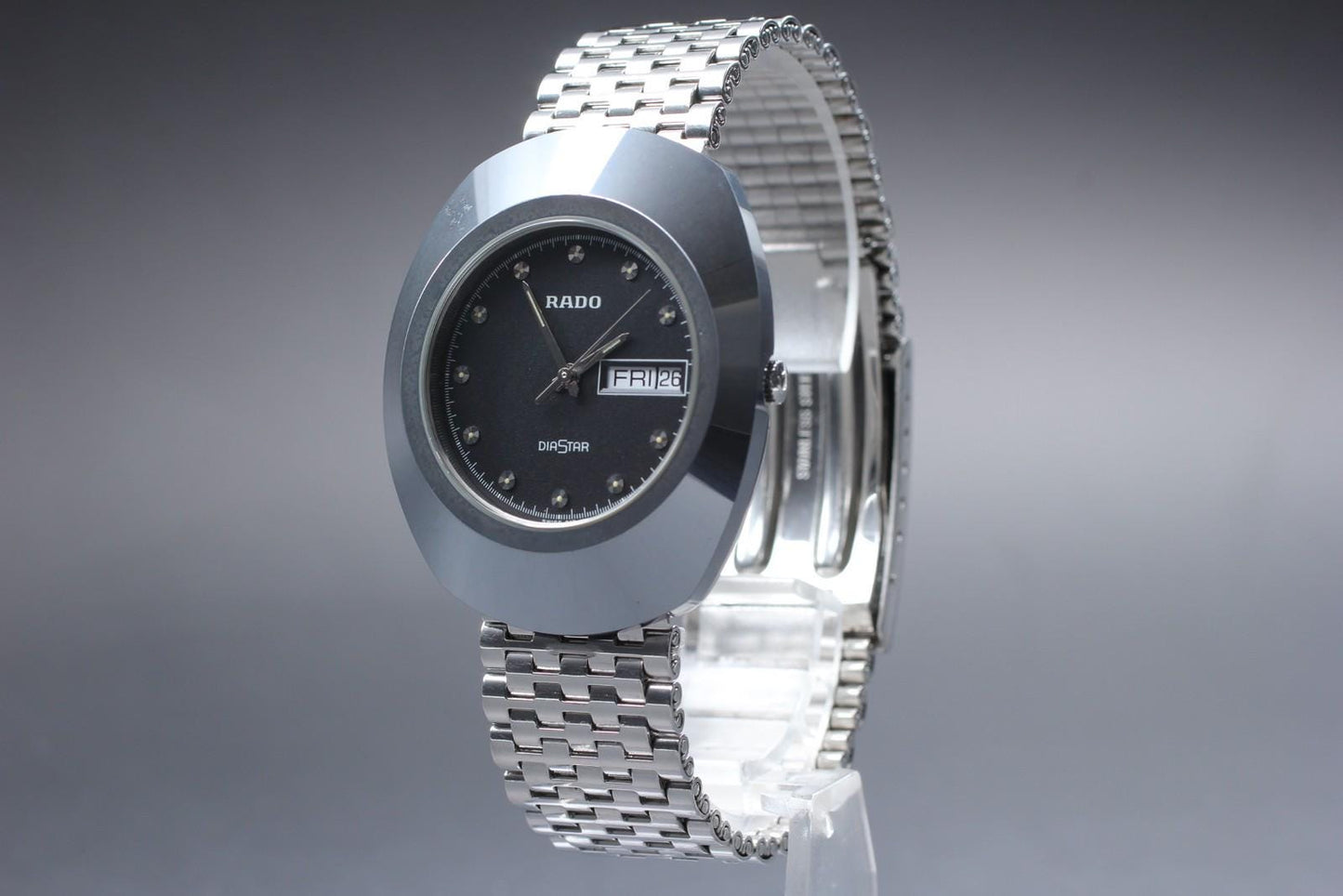 Near MINT Rado Diastar 114.0391.3 Day Date Black Dial 35mm Men's Watch JAPAN