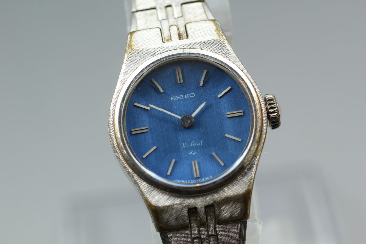 Vtg 1974 [Exc+5] SEIKO Bracelet 1120-0100 Blue Hi Beat Manual Ladies Watch JDM