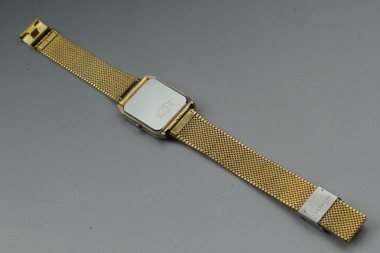 Vtg 2000 [Exc+5] Citizen Exceed 7920 Black Qz Men's Watch New Battery JAPAN