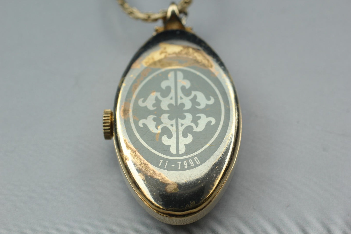 Vtg 1970s [Exc+5] SEIKO 11-7990 Gold Tone Roman 17J Manual Wind Pendant Watch