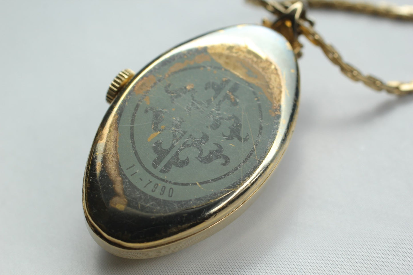 Vtg 1970s [Exc+5] SEIKO 11-7990 Gold Tone Roman 17J Manual Wind Pendant Watch