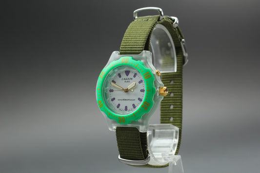 Working [As-Is] Seiko Alba V671-5A00 Green Bezel Qz Ladies Watch (Light Issue)
