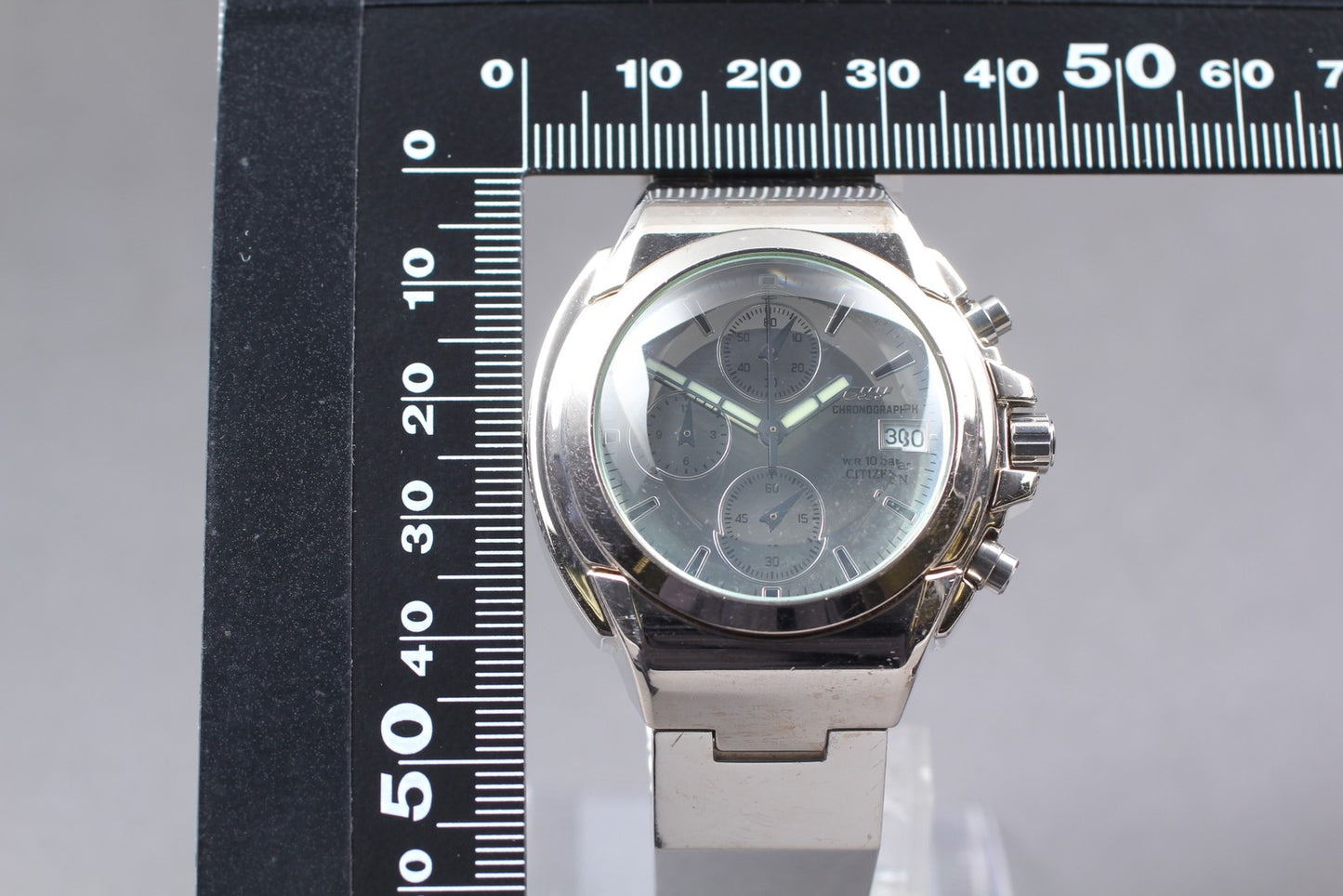 1998 [Exc+5] Citizen Oxy 0510-K12169 Chronograph Dome Quartz Men's Watch JAPAN