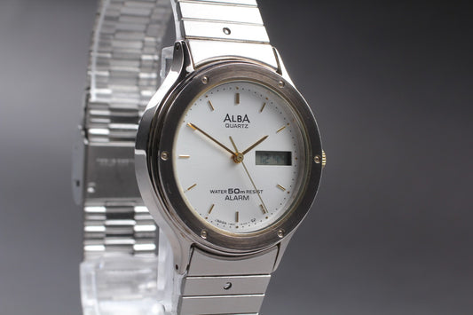 Vtg 1985 [Exc+5] SEIKO ALBA Y960-6090 Digital Analog 33mm Quartz Men's Watch