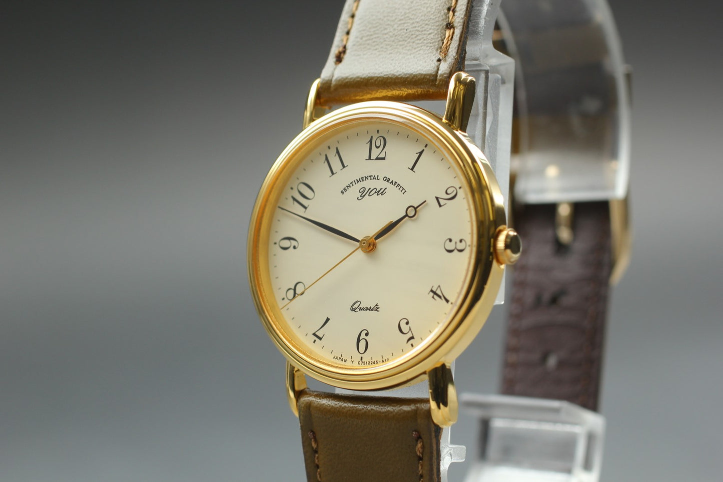 Working NOS Orient You C75524-50 Sentimental Graffiti Gold Quartz Watch JAPAN