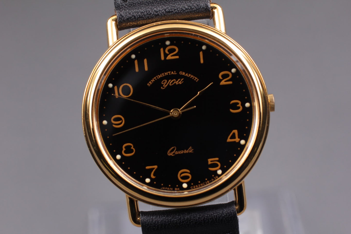 Working NOS Orient C255C3-60 Sentimental Graffiti You Black Quartz Men's Watch