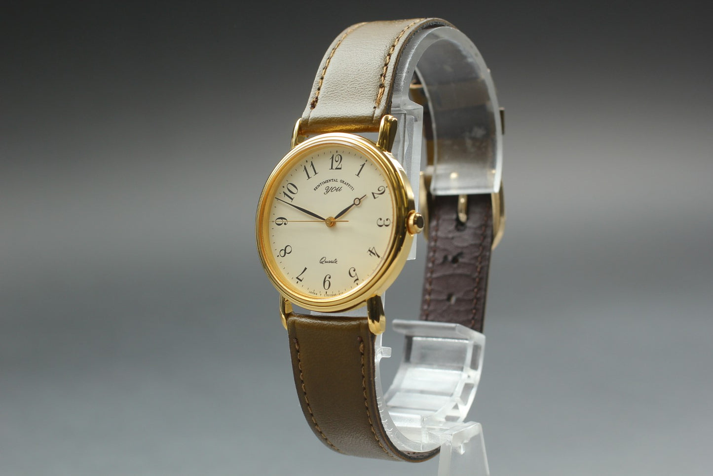 Working NOS Orient You C75524-50 Sentimental Graffiti Gold Quartz Watch JAPAN