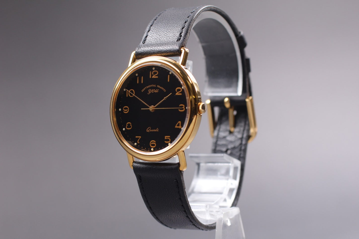 Working NOS Orient C255C3-60 Sentimental Graffiti You Black Quartz Men's Watch