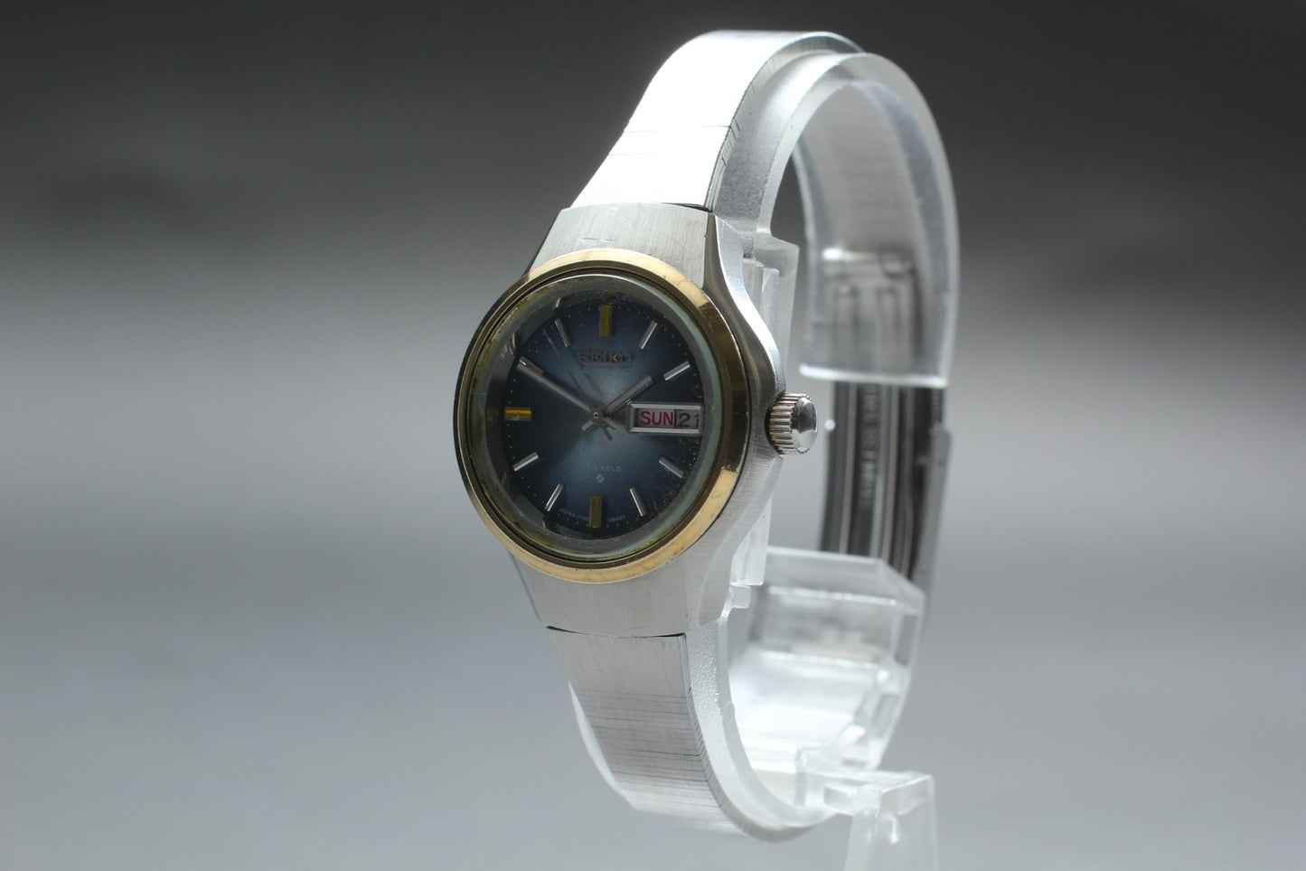 Vtg 1973 [Working] SEIKO Joyful 2206-0440 Ladies Automatic 21J Blue Watch JAPAN