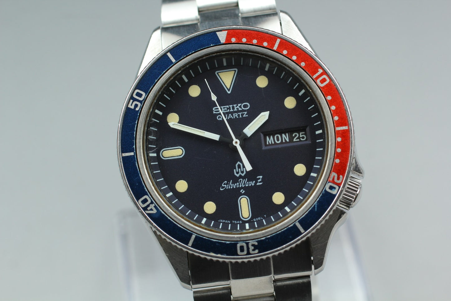 Vtg 1978 [Exc+5] SEIKO Silver Wave Z 7546-606A Pepsi Bezel Qz Men's Watch JAPAN