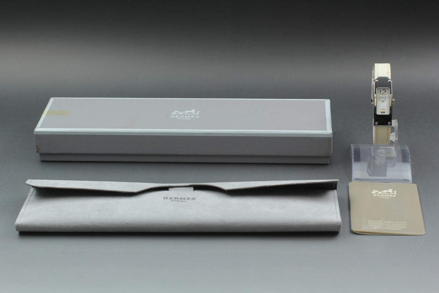 Exc+5 / Box HERMES Kelly 2 KT1.210 Double Tour White Quartz Ladies Watch JAPAN