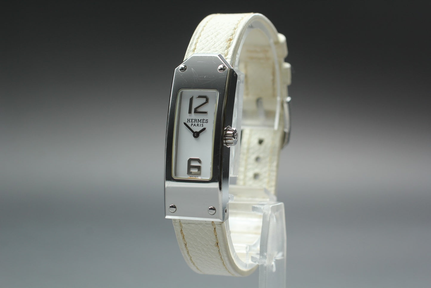 Exc+5 / Box HERMES Kelly 2 KT1.210 Double Tour White Quartz Ladies Watch JAPAN