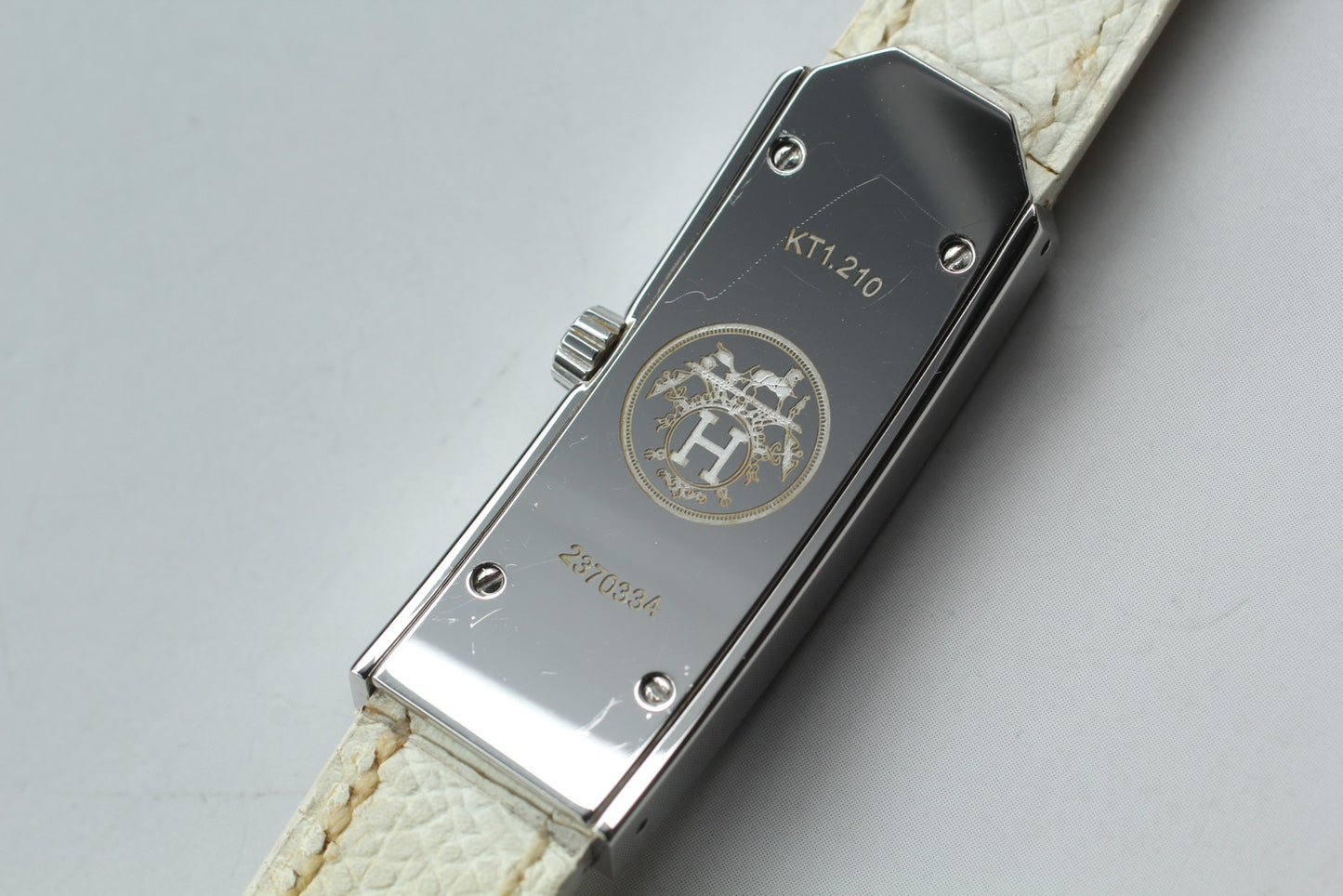 Exc+5 / Box HERMES Kelly 2 KT1.210 Double Tour White Quartz Ladies Watch JAPAN