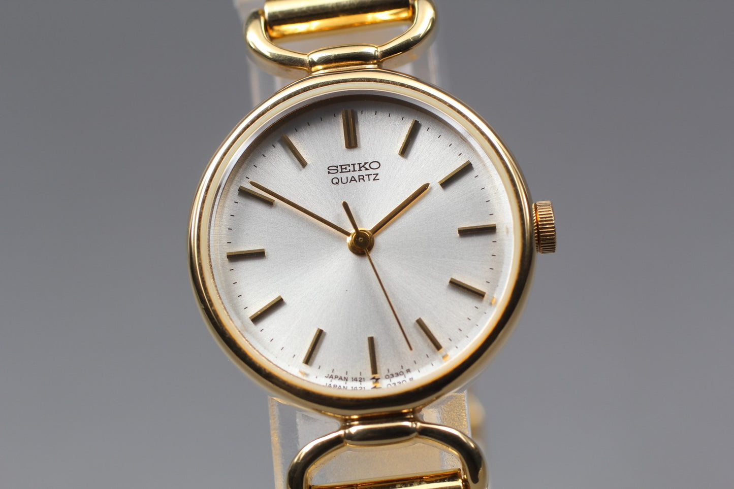 Vintage 1980 [NOS w/ Tag] SEIKO Socie 1421-0060 Gold Bracelet Qz Ladies Watch