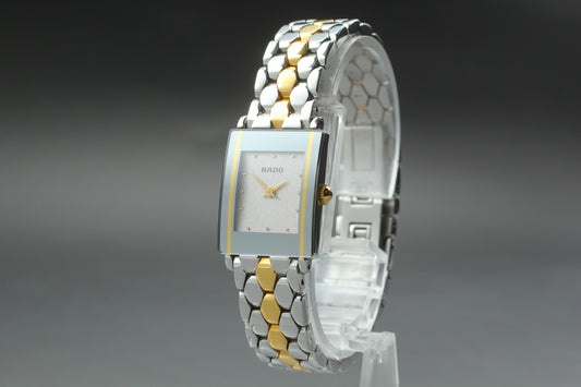 N MINT RADO Diastar 153.0489.3 Silver Two-Tone Quartz 18mm Ladies Watch JAPAN