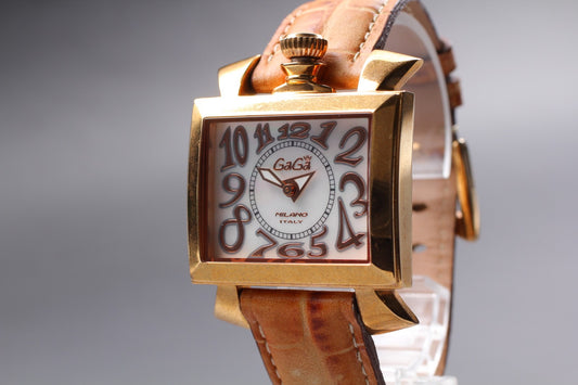 Exc+5 / New Battery* Gaga Milano Napoleon MOP Brown Qz 36mm Unisex Watch JAPAN
