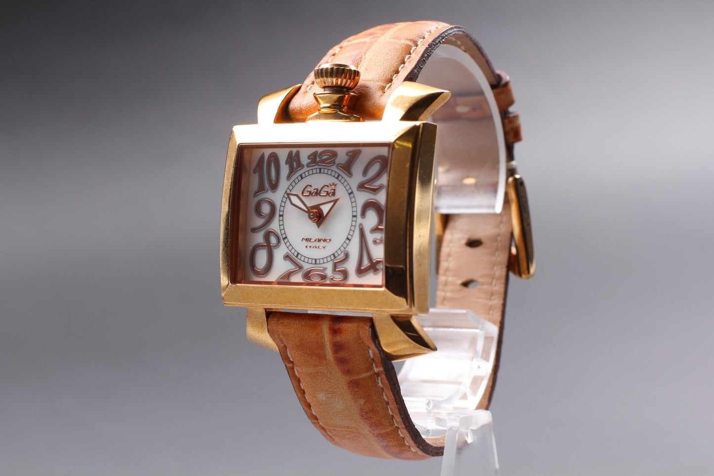 Exc+5 / New Battery* Gaga Milano Napoleon MOP Brown Qz 36mm Unisex Watch JAPAN