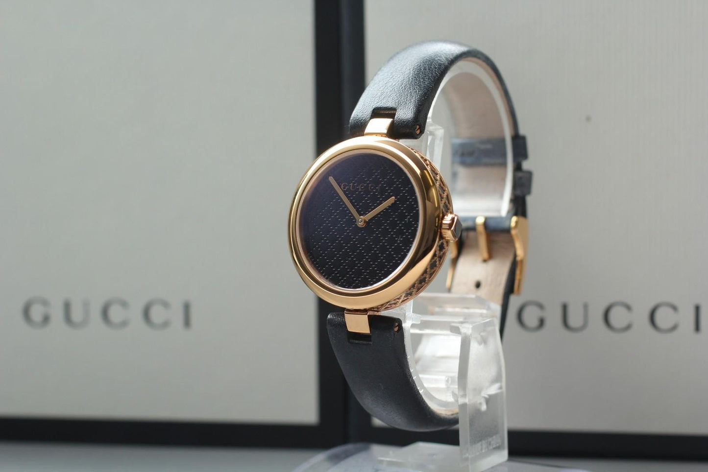 MINT / Full Set* GUCCI YA141401 Diamantissima 32mm Quartz Pink Gold Watch JAPAN