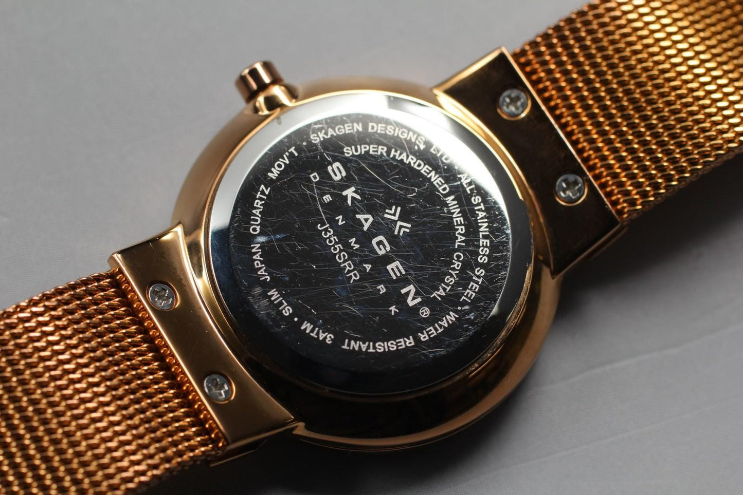 Near MINT Skagen J355SRR White Rose Gold JDM Quartz 26mm Ladies Watch From JAPAN