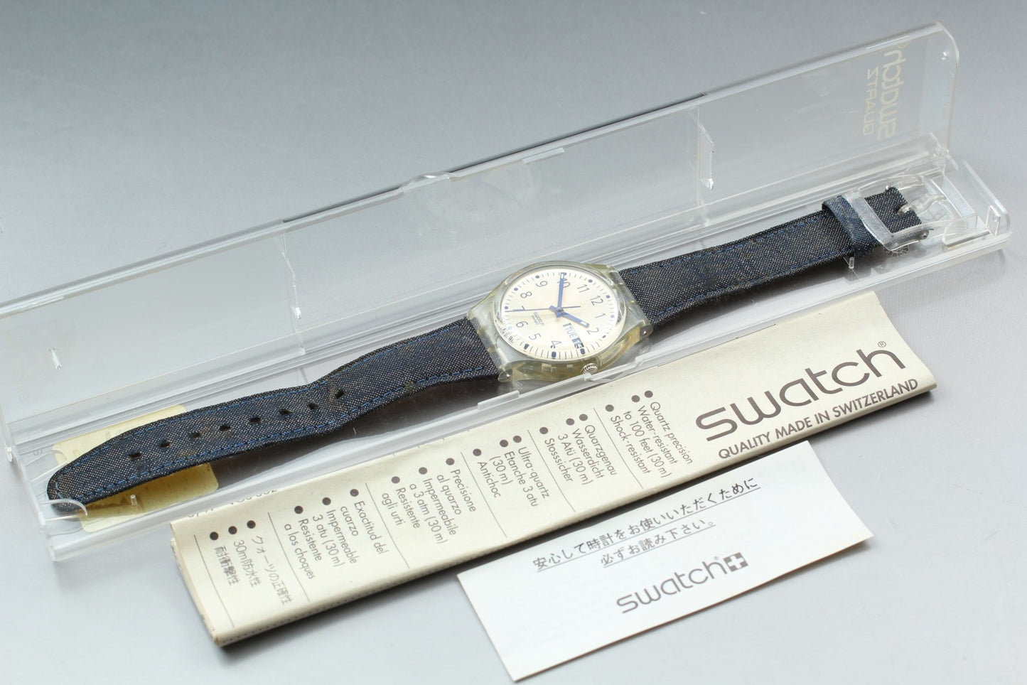 Near MINT w/ Box Papers* Swatch Bleu Travail GK735 Quartz Men's Watch From JAPAN