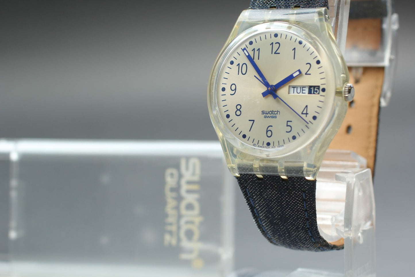 Near MINT w/ Box Papers* Swatch Bleu Travail GK735 Quartz Men's Watch From JAPAN