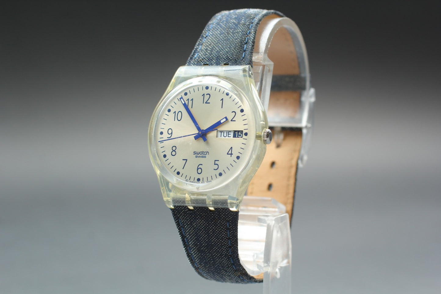 Near MINT w/ Box Papers* Swatch Bleu Travail GK735 Quartz Men's Watch From JAPAN
