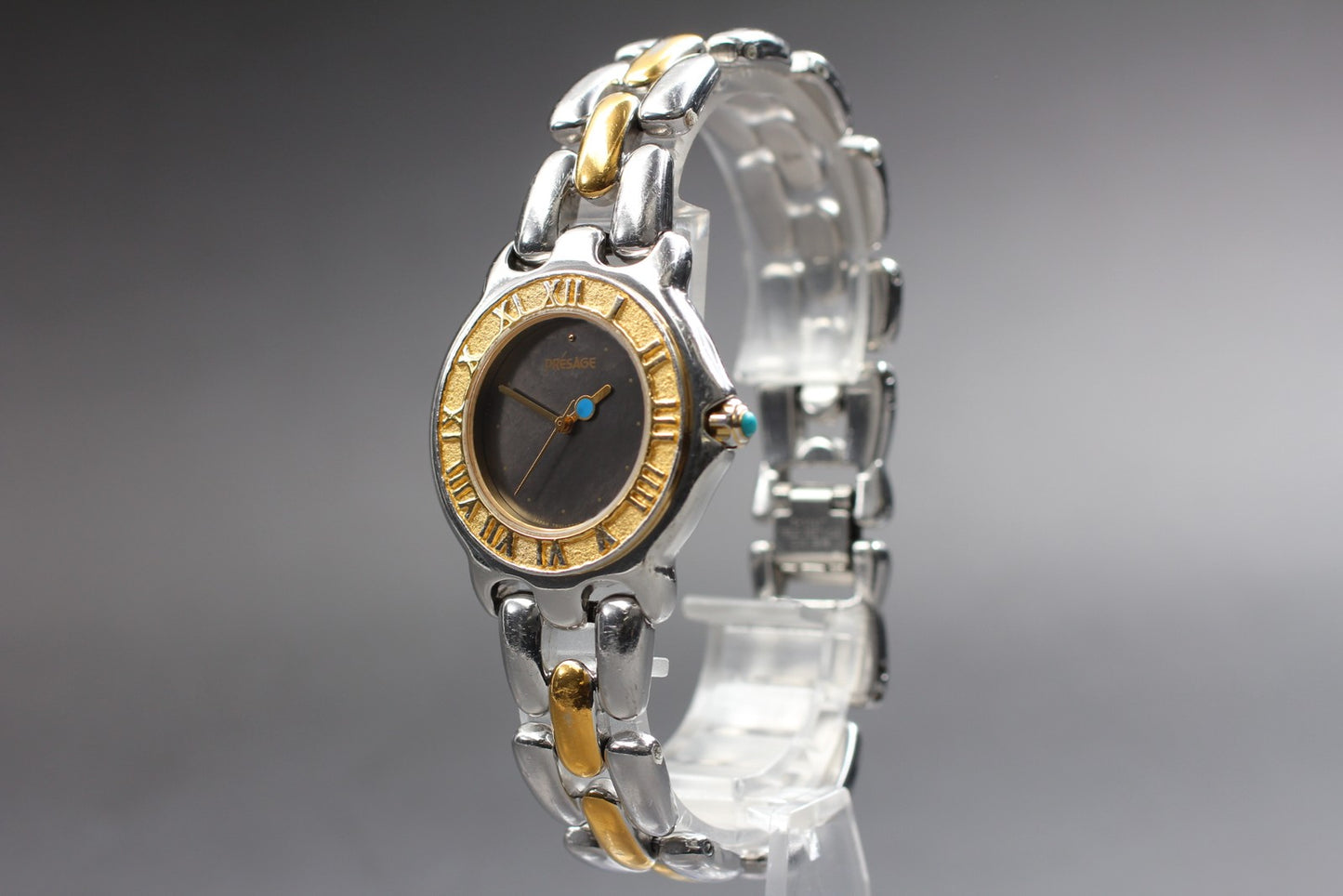 Vtg 1992 [N MINT] Seiko Presage 7N01-6190 Black Dial Two-Tone 32mm Quartz Watch