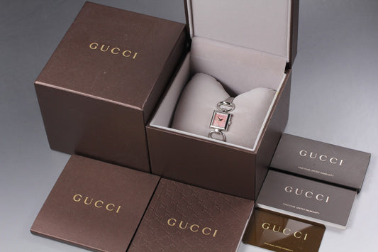 *N MINT / Full Set* GUCCI Tornavoni YA120518 Pink 3P Diamond Qz Ladies Watch Box