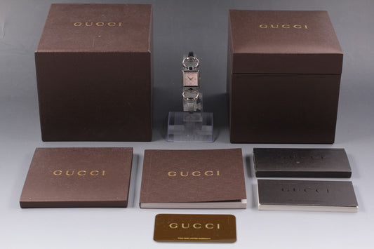 *N MINT / Full Set* GUCCI Tornavoni YA120518 Pink 3P Diamond Qz Ladies Watch Box