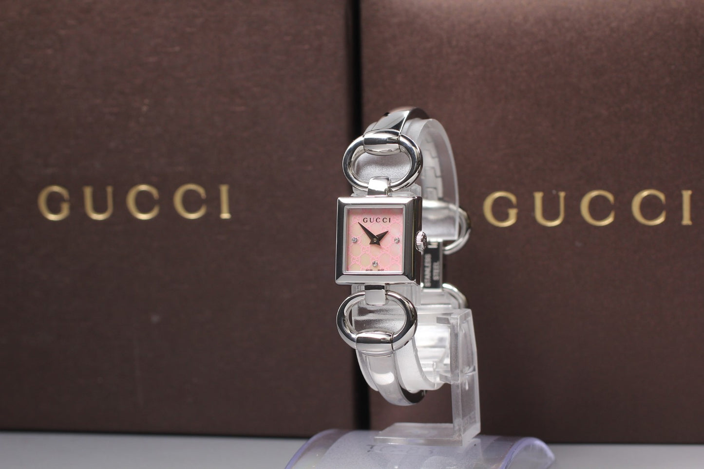 *N MINT / Full Set* GUCCI Tornavoni YA120518 Pink 3P Diamond Qz Ladies Watch Box