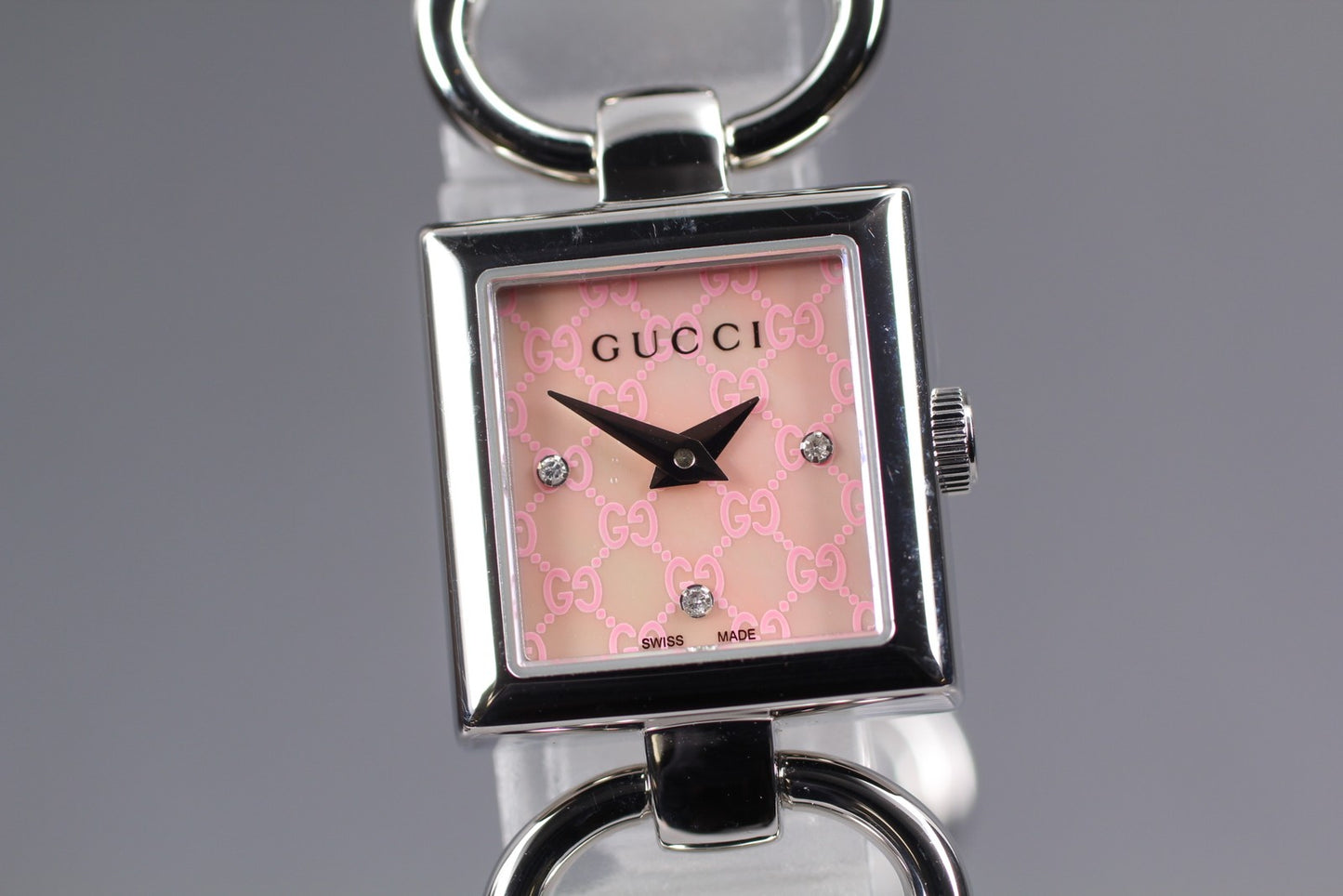 *N MINT / Full Set* GUCCI Tornavoni YA120518 Pink 3P Diamond Qz Ladies Watch Box
