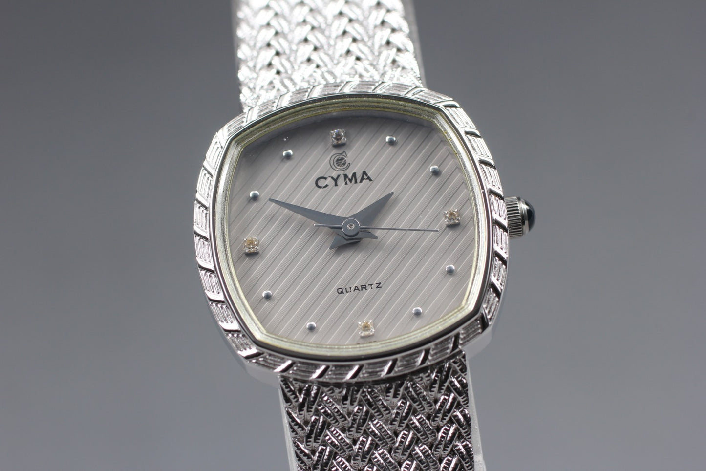 Top MINT w/ New Battery CYMA 616SP Silver Mesh Bracelet 22mm Quartz Ladies Watch