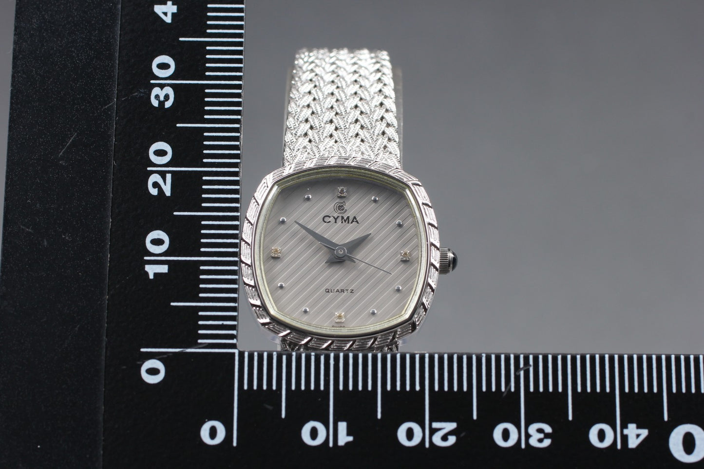 Top MINT w/ New Battery CYMA 616SP Silver Mesh Bracelet 22mm Quartz Ladies Watch