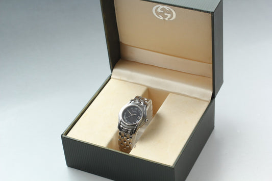 Exc+5 w/ Box* GUCCI 5500L Black Dial Quartz 27mm Ladies Watch JAPAN New Battery