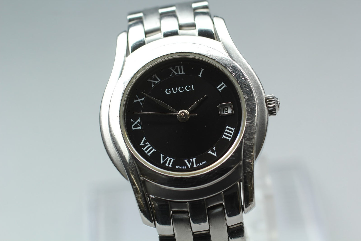 Exc+5 w/ Box* GUCCI 5500L Black Dial Quartz 27mm Ladies Watch JAPAN New Battery